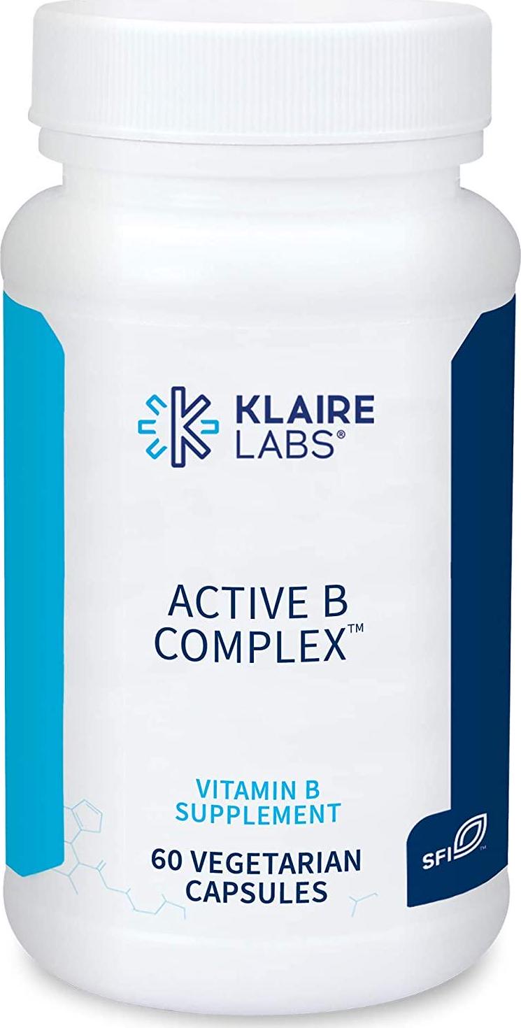 Klaire Labs Active B Complex - High Potency B Vitamins with Metafolin Folate, B12 as Methylcobalamin and B6 Benfotiamine (60 Capsules)