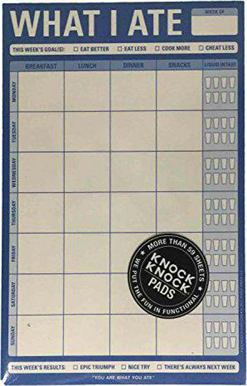 Knock Knock What I Ate Notepad Food And Liquid Drink Tracker (Blue)