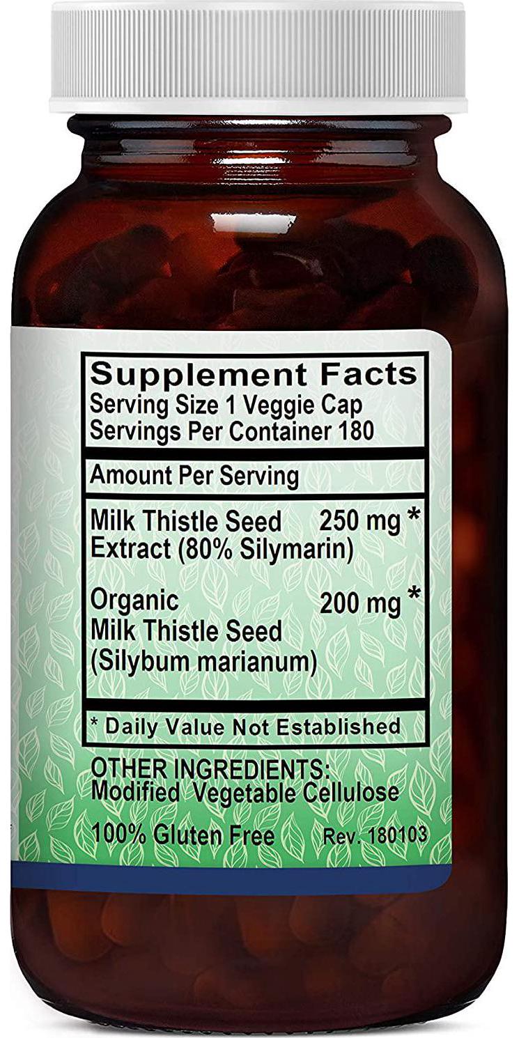 Kovite Milk Thistle Standardized 80% Silymarin - Kosher - 180 Vegetable Capsules