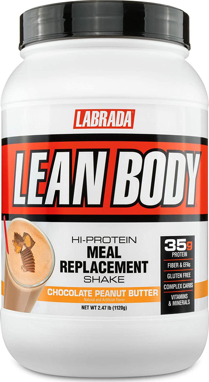 LABRADA NUTRITION – Lean Body High Protein Meal Replacement Shake, Whey Protein Powder for Weight Loss and Muscle Growth, Chocolate Peanut Butter, 2.47LB Tub