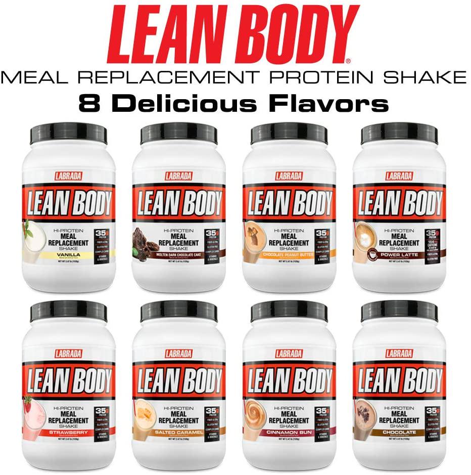 LABRADA NUTRITION – Lean Body High Protein Meal Replacement Shake, Whey Protein Powder for Weight Loss and Muscle Growth, Chocolate Peanut Butter, 2.47LB Tub