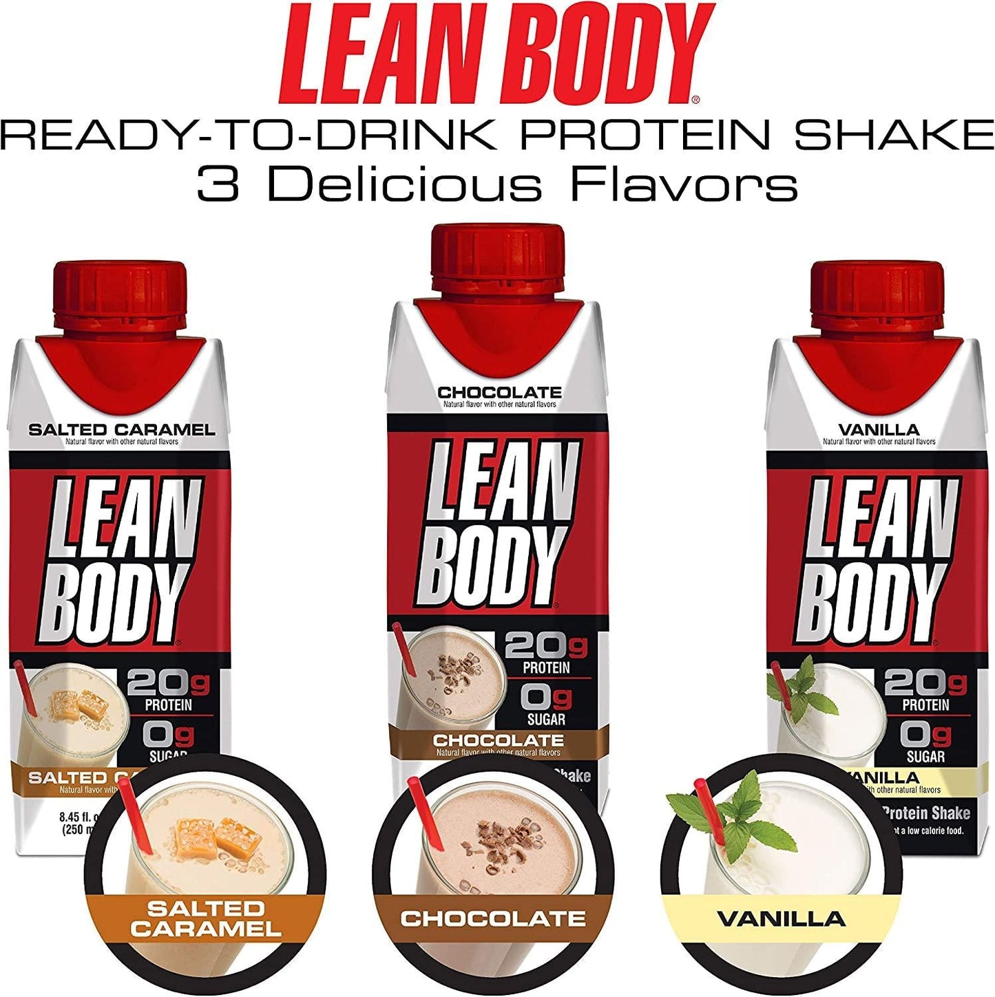 LABRADA Nutrition - Lean Body RTD Whey Protein Shake, Convenient On-The-Go Meal Replacement Shake for Men and Women, 20 Grams of Protein Zero Sugar, Lactose and Gluten Free, Vanilla (Pack of 16)