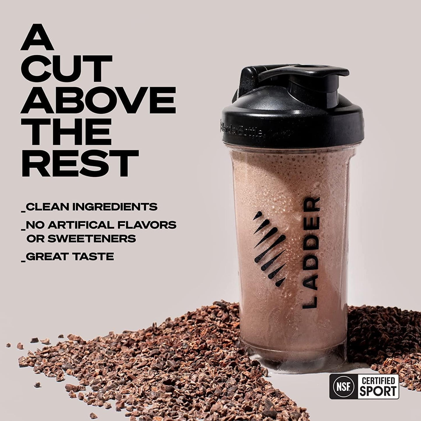 LADDER Plant Based Protein Shake, 20G Pea Protein Powder, Dairy Free Meal Replacement Shake, Vegan Protein Powder, NSF Certified, Delicious Healthy Chocolate Flavor with no Added Sugar, 30 Serving Bag