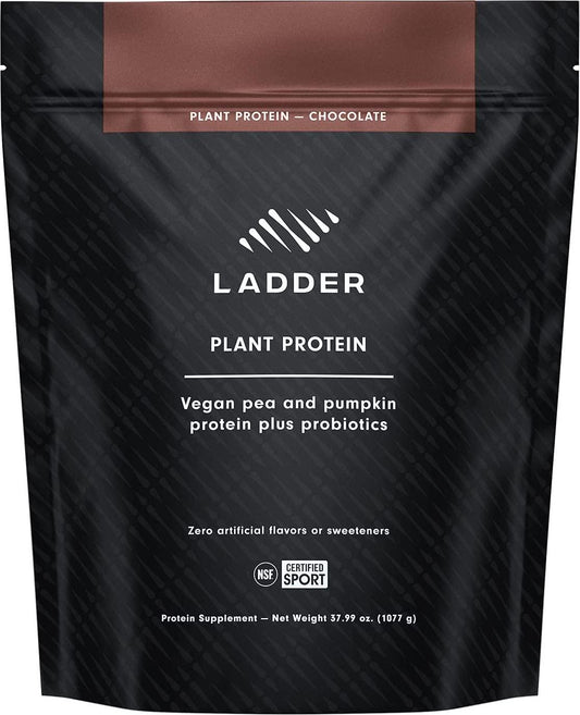 LADDER Sport Plant Based Protein Powder, 21g of Vegan Protein with BCAAs and Probiotics | Pea and Pumpkin | Dairy Free, NSF Certified for Sport, Naturally Flavored, 30 Serving Bag, Chocolate