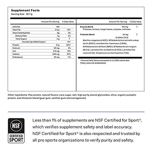 LADDER Sport Plant Based Protein Powder, 21g of Vegan Protein with BCAAs and Probiotics, Dairy Free Pea and Pumpkin Protein, NSF Certified for Sport, Naturally Flavored Vanilla (30 Serving Bag)