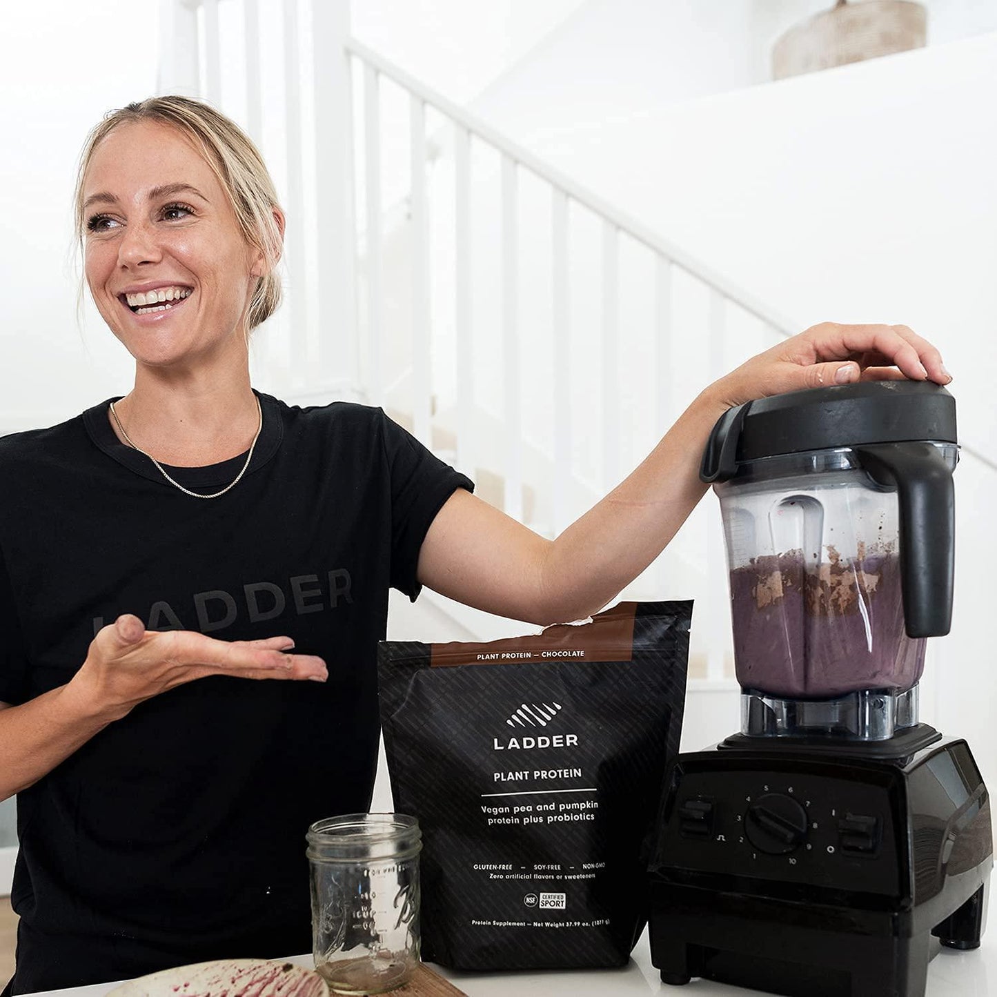 LADDER Sport Plant Based Protein Powder, 21g of Vegan Protein with BCAAs and Probiotics | Pea and Pumpkin | Dairy Free, NSF Certified for Sport, Naturally Flavored, 30 Serving Bag, Chocolate