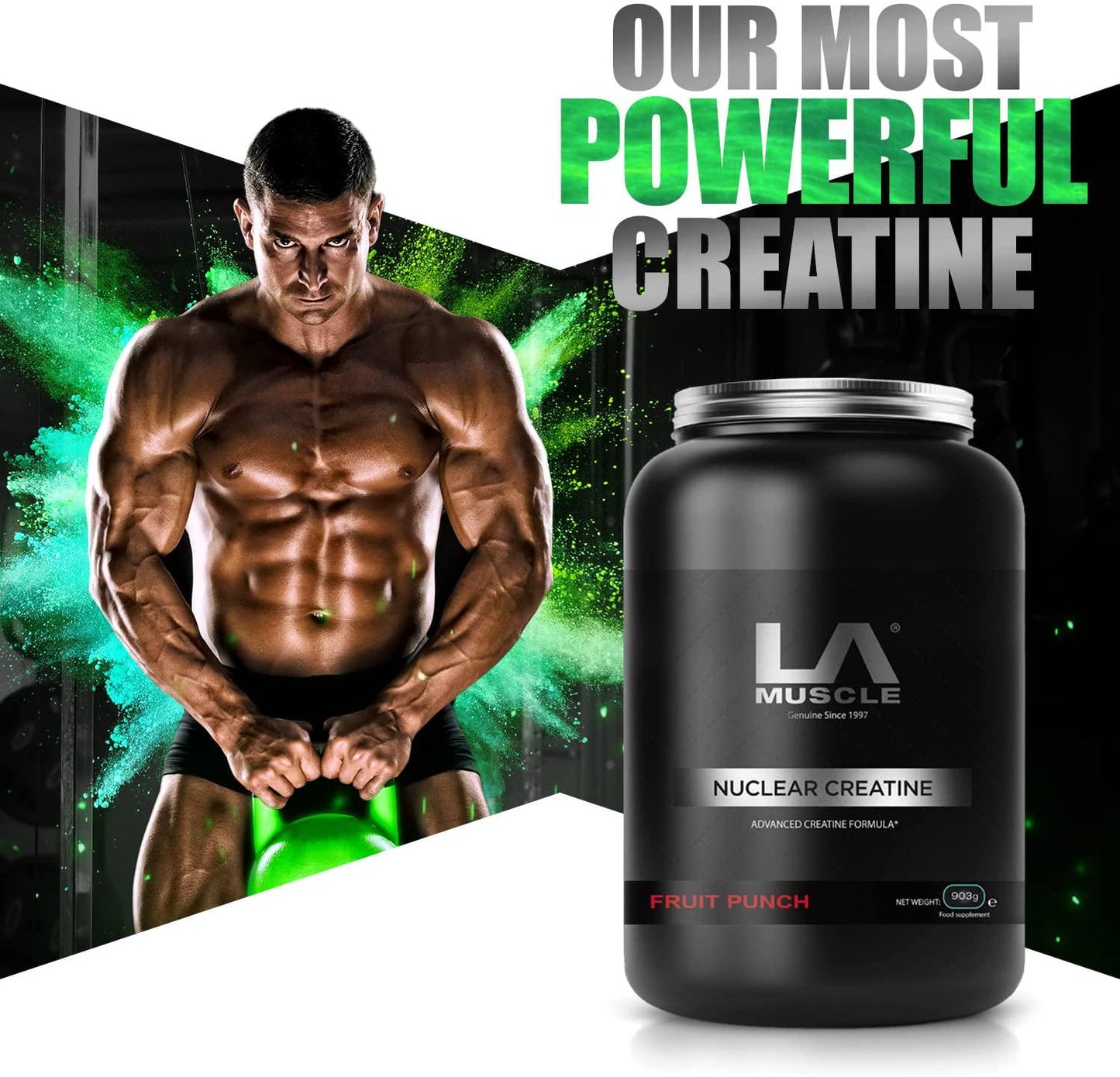 LA MUSCLE Nuclear Creatine - Super-Micronised Creatine Monohydrate, Fruit Punch, 900g