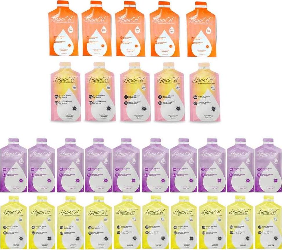 LIQUACEL Concentrated Liquid Protein Packets Variety Pack 30 X 30ML (1OZ)