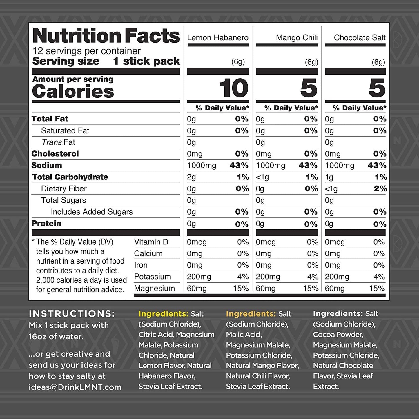 LMNT Keto Electrolyte Powder Packets | Paleo Hydration Drink Mix | No Sugar, No Artificial Ingredients | Fiesta Pack | 12 Stick Packs