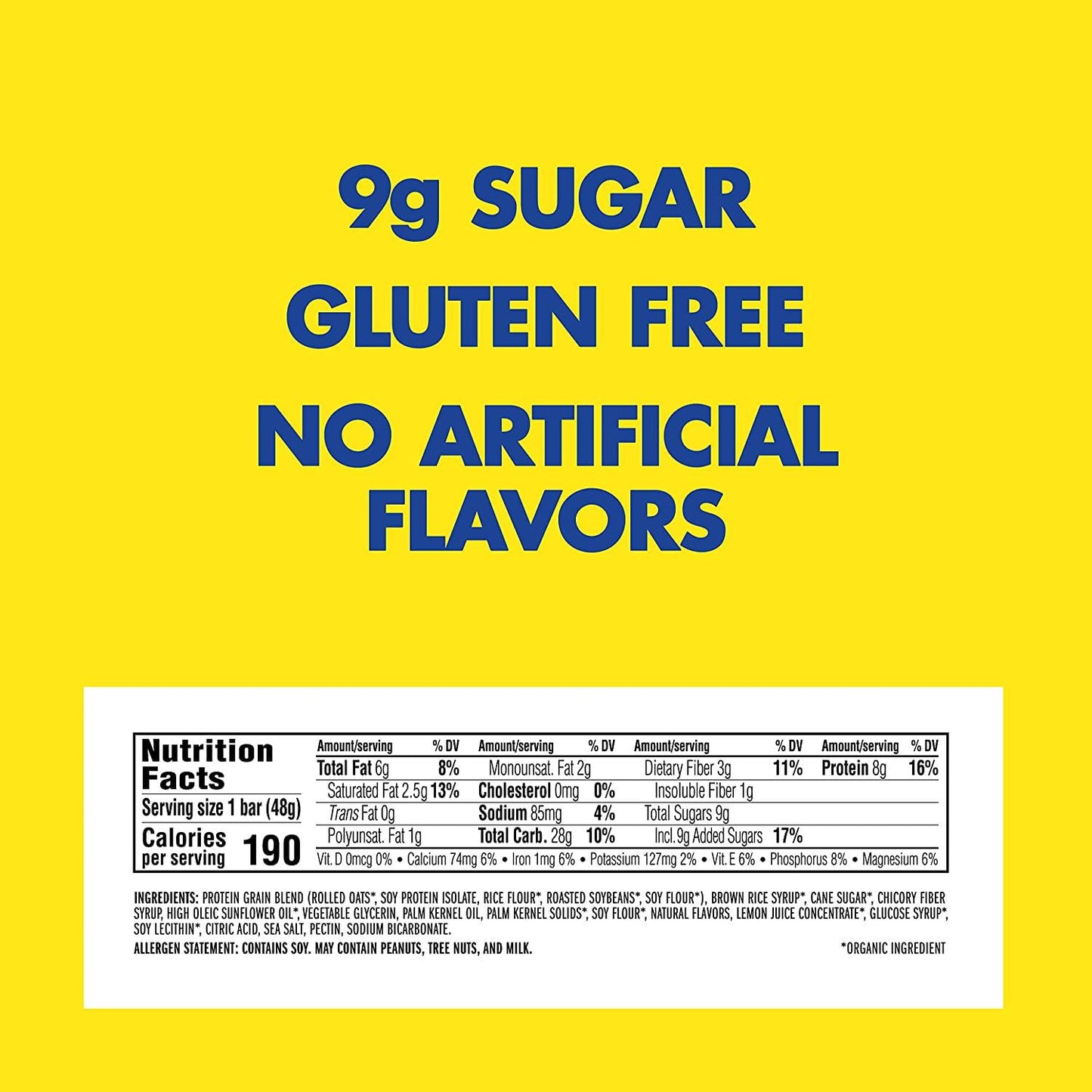 LUNA BAR - Gluten Free Snack Bars - Lemon Zest -8g of protein - Non-GMO - Plant-Based Wholesome Snacking - On the Go Snacks (1.69 Ounce Snack Bars, 6 Count)