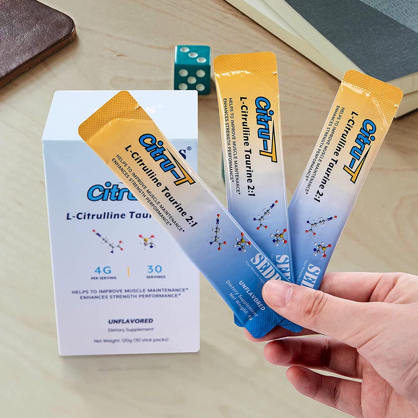 L-Citrulline Taurine 2:1 - Citrulline Powder Unflavored Pre Workout, 1 lb, (30 Pack)