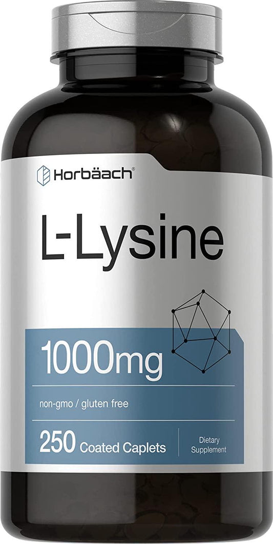 L Lysine 1000mg | 250 Caplets | Vegetarian | Non-GMO, Gluten Free | by Horbaach