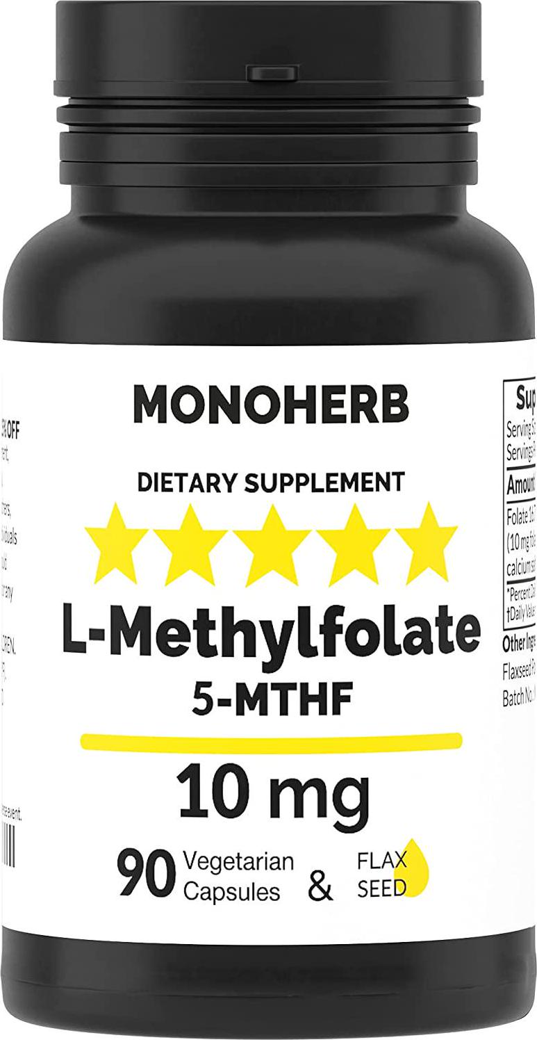 L-Methylfolate 5-MTHF 10 mg - 90 Vegetarian Capsules - Methyl Folate Supplement