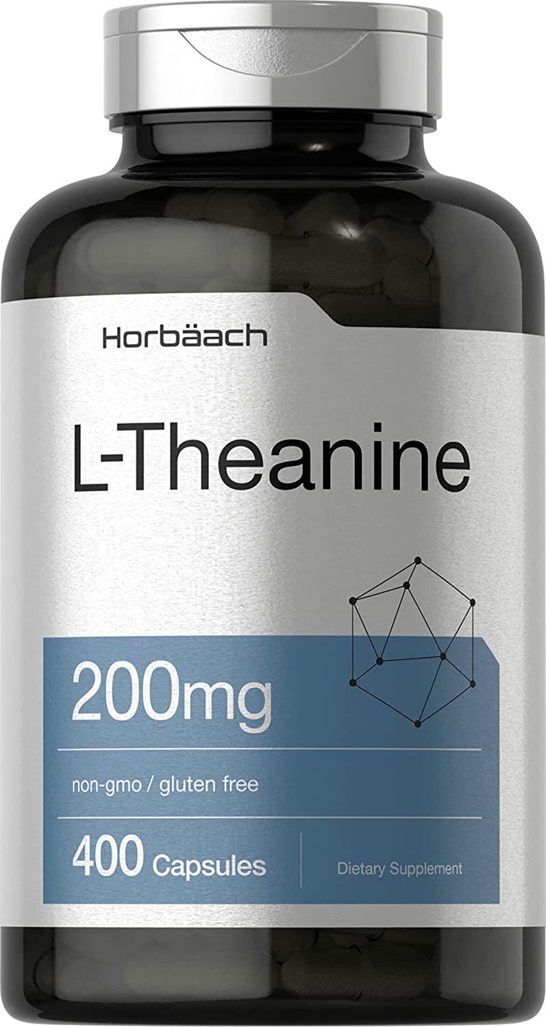 L Theanine 200mg | 400 Capsules | Value Size | Non-GMO, Gluten Free Supplement | by Horbaach