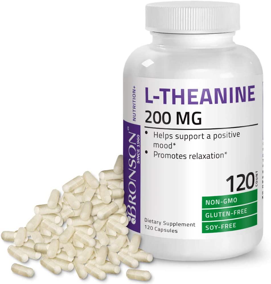 L-Theanine 200mg (Double-Strength) with Passion Flower Herb - Reducing Stress and Promoting Relaxation Without Sedation - Non GMO Formula, 120 Vegetarian Capsules