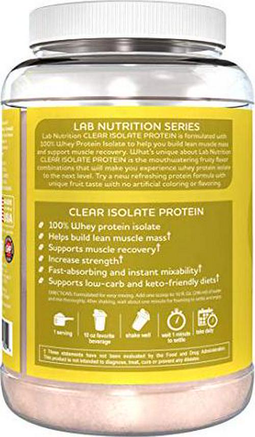 Lab Nutrition Gol Advance Clear Isolate Protein, 100% Whey Protein Powder, Gluten Free, Zero Sugar, Keto Friendly, 25g Protein, 1.70 lb, Pineapple Flavored - 25 Servings