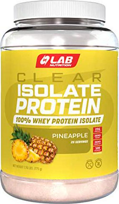 Lab Nutrition Gol Advance Clear Isolate Protein, 100% Whey Protein Powder, Gluten Free, Zero Sugar, Keto Friendly, 25g Protein, 1.70 lb, Pineapple Flavored - 25 Servings