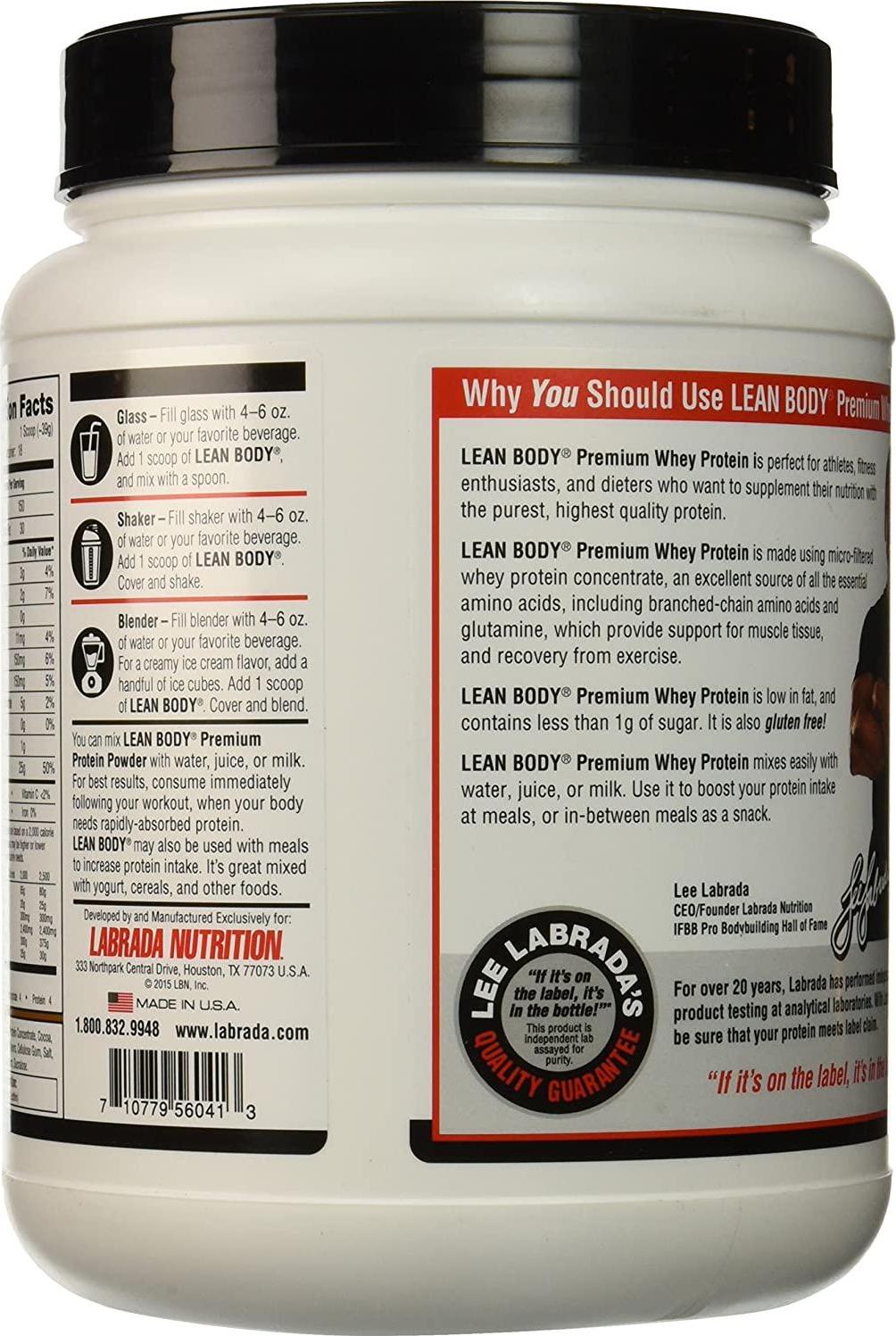 Labrada Nutrition Lean Body Premium Whey Protein Powder, Chocolate, 24 Ounce