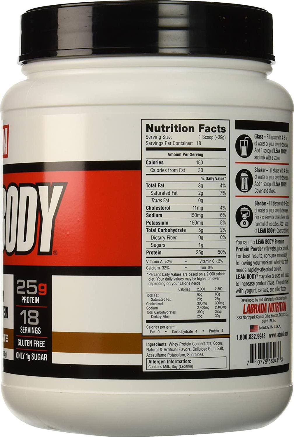 Labrada Nutrition Lean Body Premium Whey Protein Powder, Chocolate, 24 Ounce