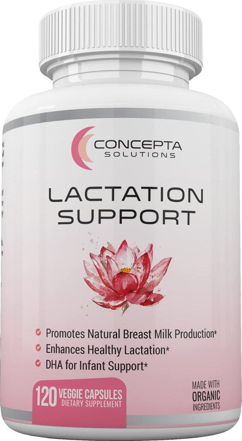 Lactation Aid Support Breastfeeding Supplement - Natural Increased Breast Milk Supply and Flow with Organic Fenugreek, Milk Thistle, and Fennel Seed - 60 Veggie Caps (30 Day Supply)