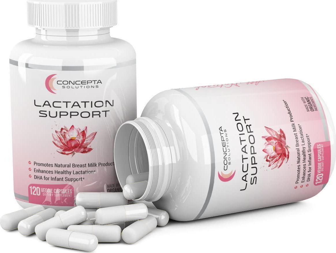 Lactation Aid Support Breastfeeding Supplement - Natural Increased Breast Milk Supply and Flow with Organic Fenugreek, Milk Thistle, and Fennel Seed - 60 Veggie Caps (30 Day Supply)