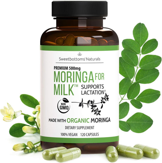 Lactation Supplement Organic Moringa (Malunggay) - Increase Milk Production Naturally - 100% Natural and Gluten-Free - 120 Vegan Moringa Pills 500 mg - Fenugreek Free - Certified Organic