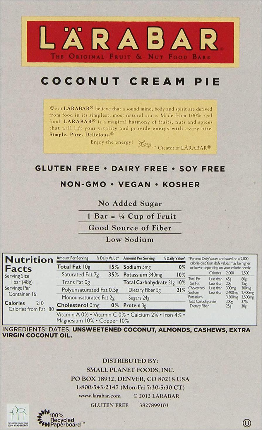 Larabar, Bar Coconut Cream Pie, 1.7 Ounce, 16 Count (Pack of 2)