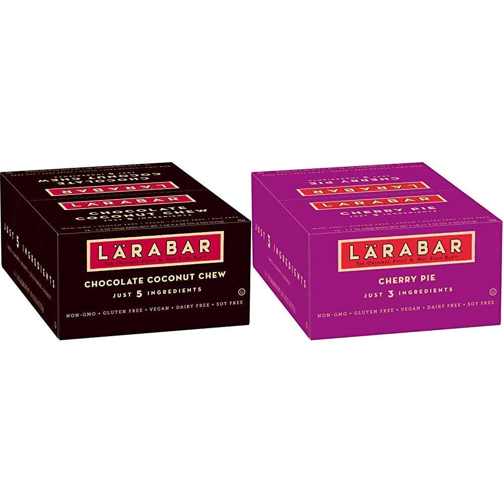 Larabar, Fruit and Nut Bar, Chocolate Coconut Chew, Gluten Free, Vegan (16 Bars) and Fruit and Nut Bar, Cherry Pie, Gluten Free, Vegan (16 Bars)