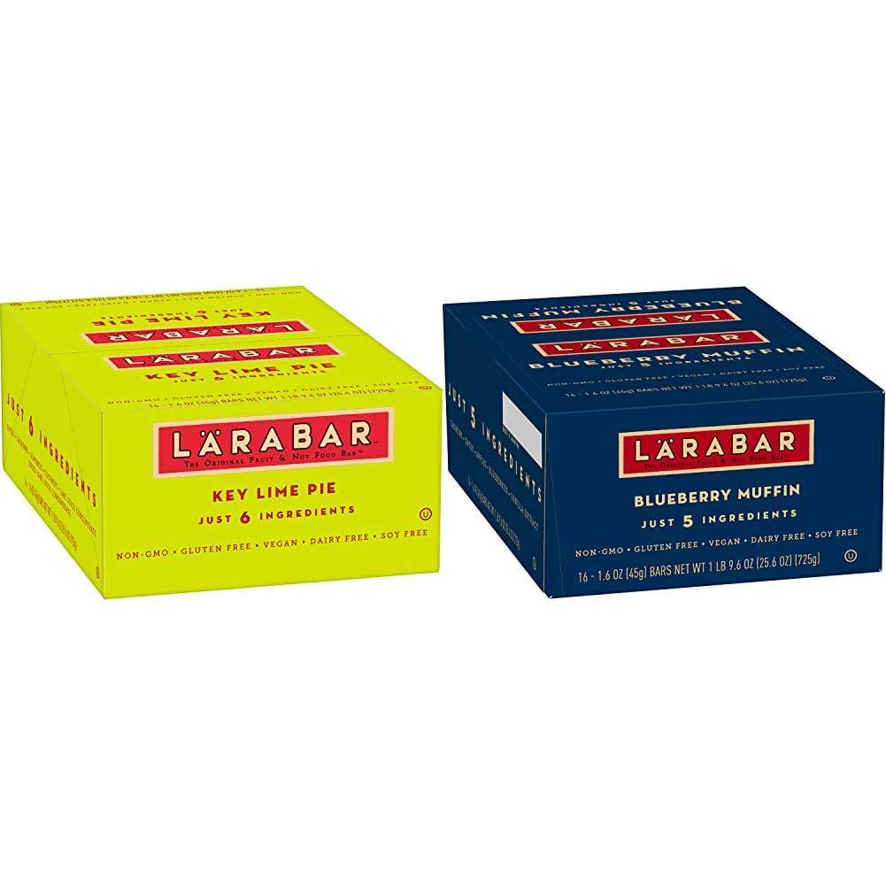 Larabar, Fruit and Nut Bar, Key Lime Pie, Gluten Free, Vegan (16 Bars) and Gluten Free Bar, Blueberry Muffin, 1.6 Ounce (Pack of 16)