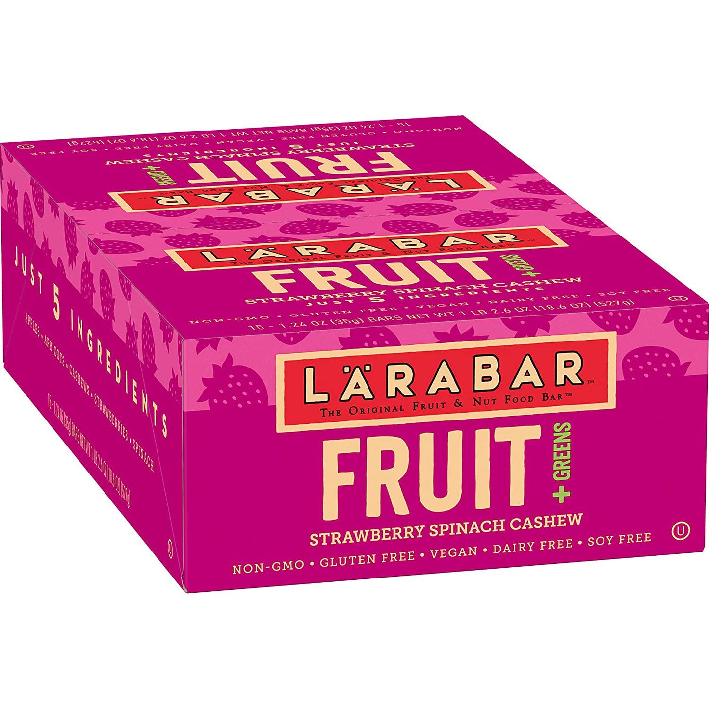 Larabar Strawberry Spinach Cashew Real Fruit Bars, Vegan, Gluten Free Healthy Snacks, 15 Bars and Fruit and Nut Bar, Cherry Pie, Gluten Free, Vegan (16 Bars)