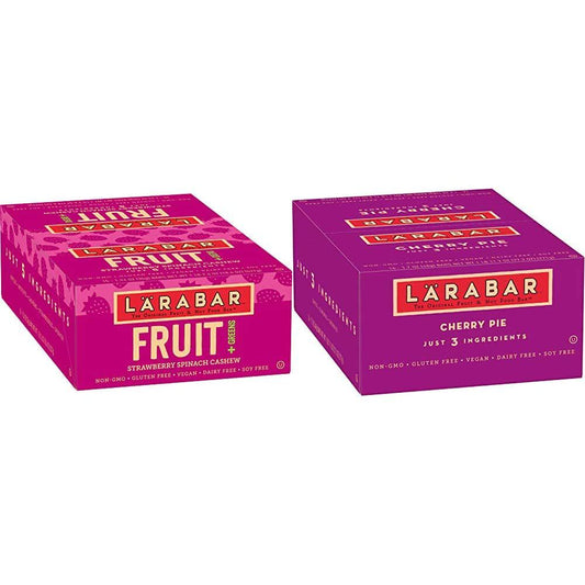 Larabar Strawberry Spinach Cashew Real Fruit Bars, Vegan, Gluten Free Healthy Snacks, 15 Bars and Fruit and Nut Bar, Cherry Pie, Gluten Free, Vegan (16 Bars)