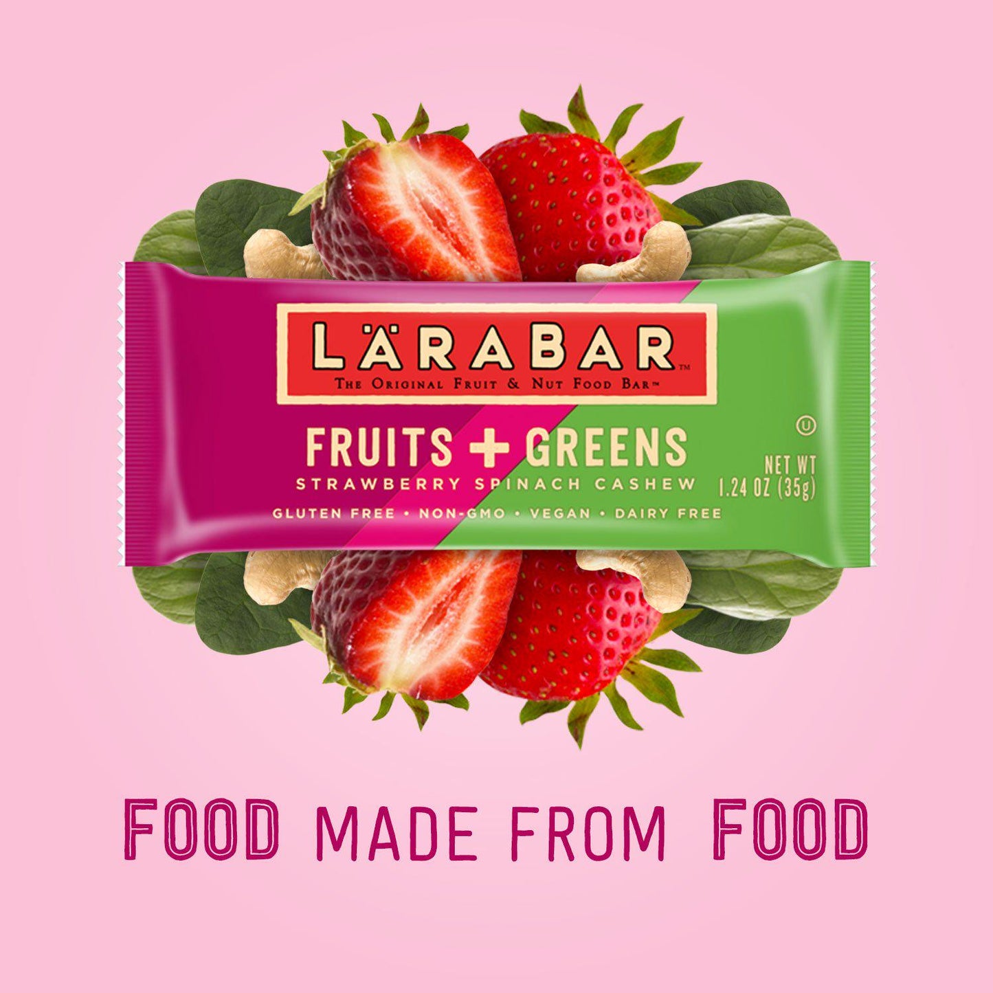 Larabar Strawberry Spinach Cashew Real Fruit Bars, Vegan, Gluten Free Healthy Snacks, 15 Bars and Fruit and Nut Bar, Cherry Pie, Gluten Free, Vegan (16 Bars)