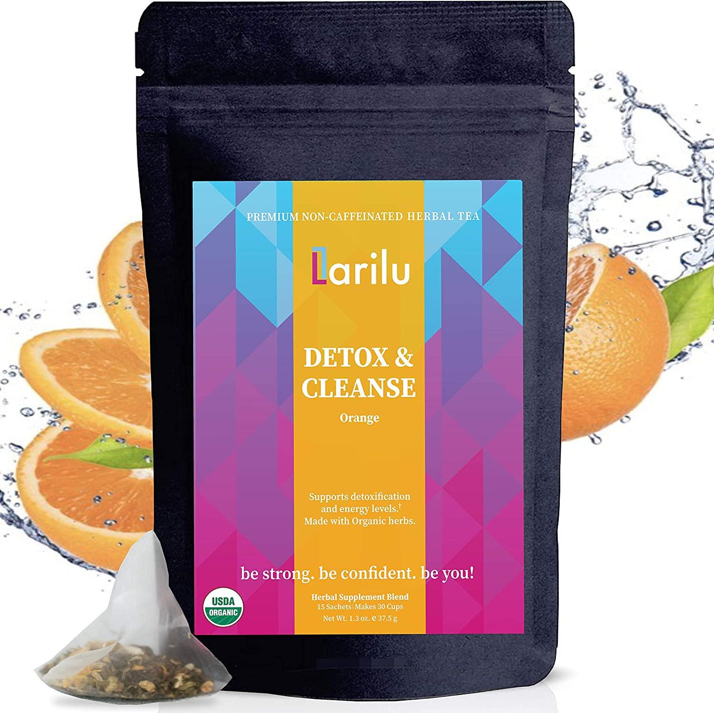 Larilu Detox Tea Cleanse - Caffeine Free Organic Cleansing Herbal Tea to Help Boost Energy, Reduce Bloating and Supports Healthy Weight - 30 Day All Natural Gentle Body Detox Colon Cleanse Tea (30 Cups)