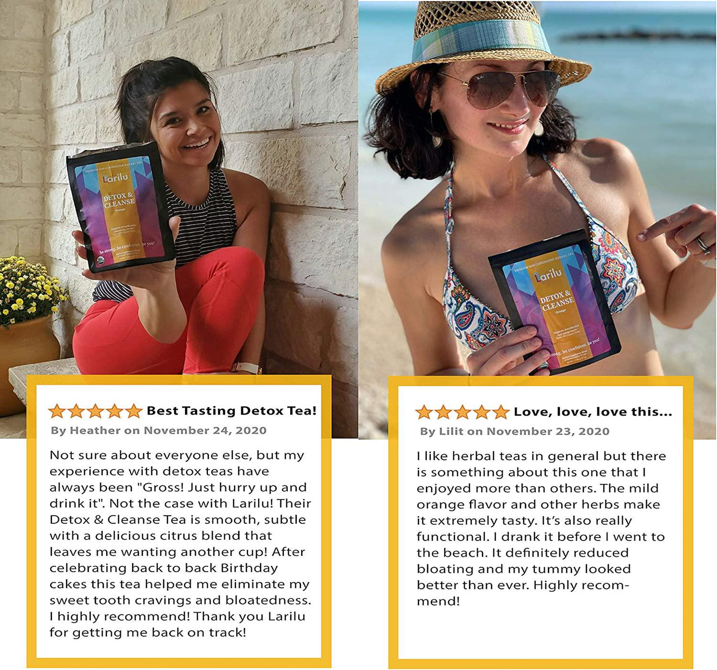 Larilu Detox Tea Cleanse - Caffeine Free Organic Cleansing Herbal Tea to Help Boost Energy, Reduce Bloating and Supports Healthy Weight - 30 Day All Natural Gentle Body Detox Colon Cleanse Tea (30 Cups)