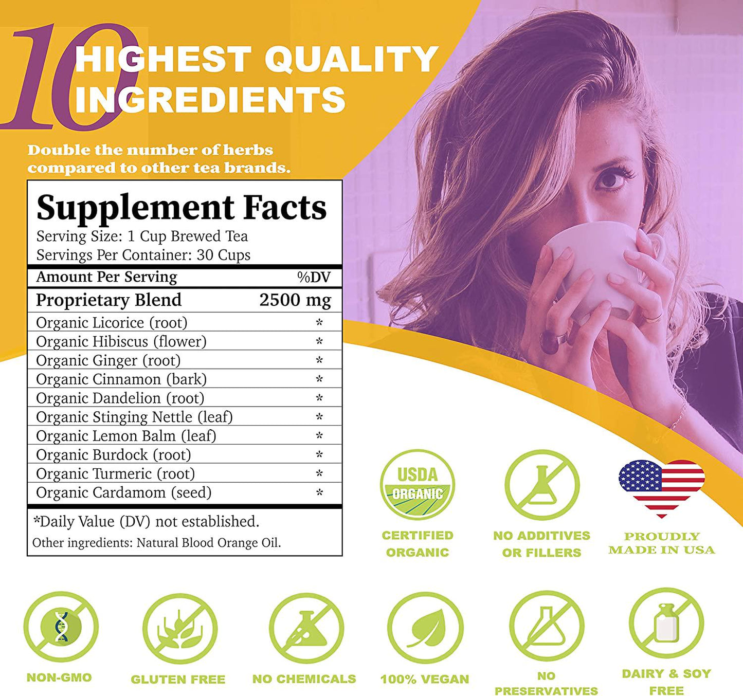 Larilu Detox Tea Cleanse - Caffeine Free Organic Cleansing Herbal Tea to Help Boost Energy, Reduce Bloating and Supports Healthy Weight - 30 Day All Natural Gentle Body Detox Colon Cleanse Tea (30 Cups)