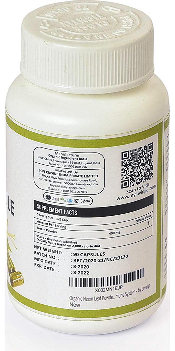 Lavingo Neem Capsules | 500 mg | Azadirachta Indica | 90 Veggie Capsule