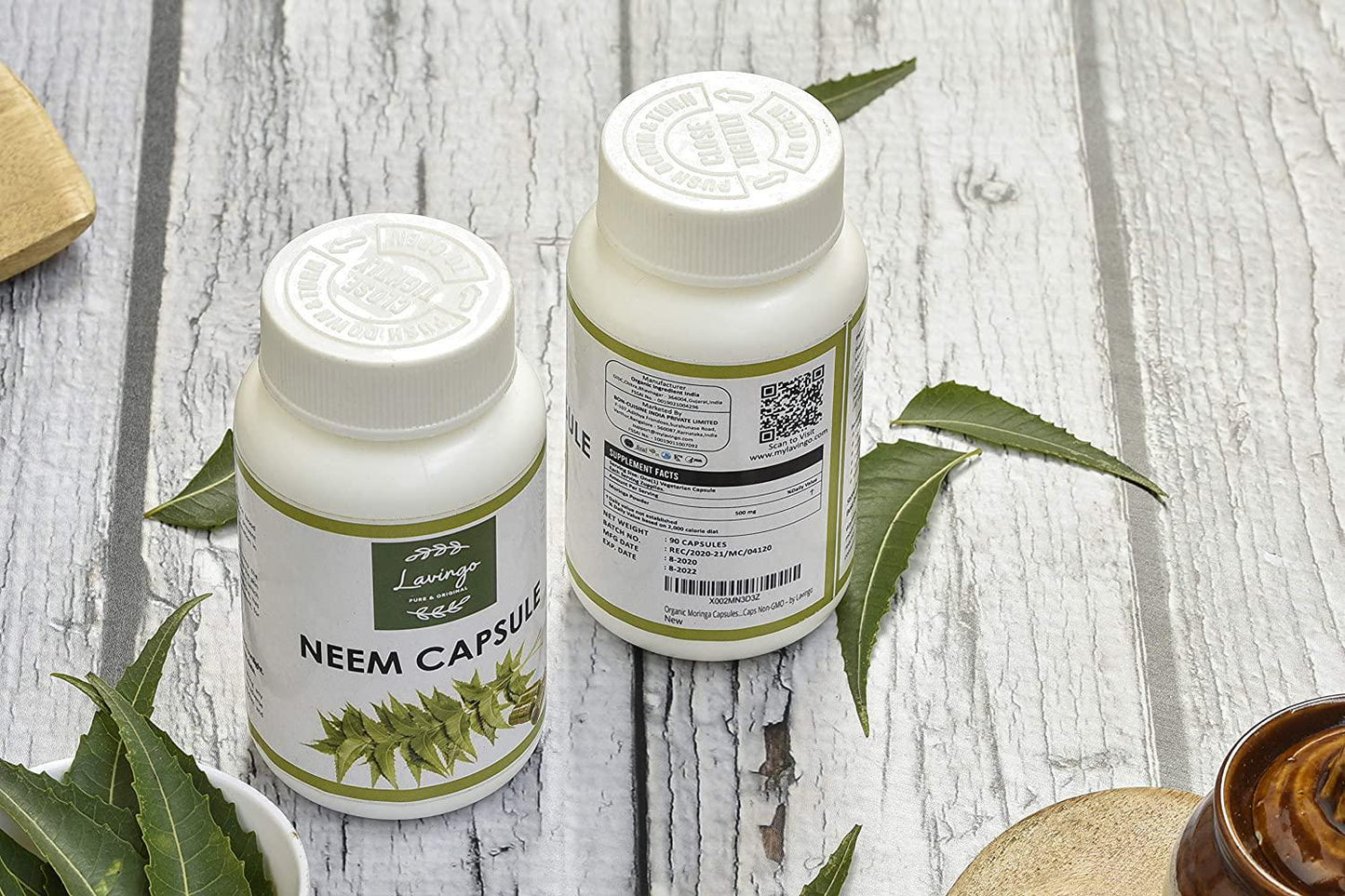 Lavingo Neem Capsules | 500 mg | Azadirachta Indica | 90 Veggie Capsule