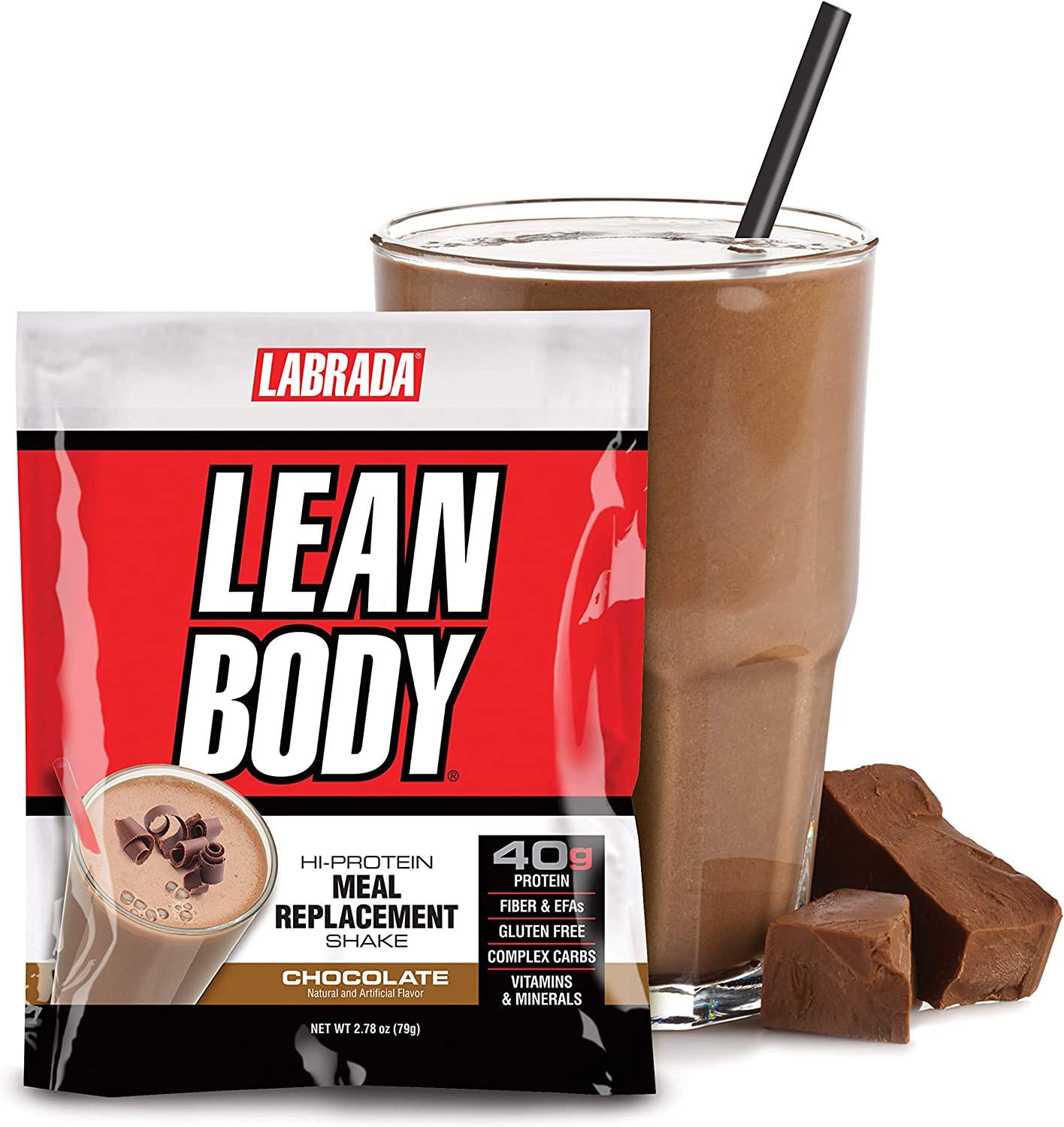 Lean Body MRP All-In-One Chocolate Meal Replacement Shake, 40g Protein, Whey Blend, 8g Healthy Fats EFA's and Fiber, 22 Vitamins and Minerals , No artificial color, Gluten Free, (42 Packets)