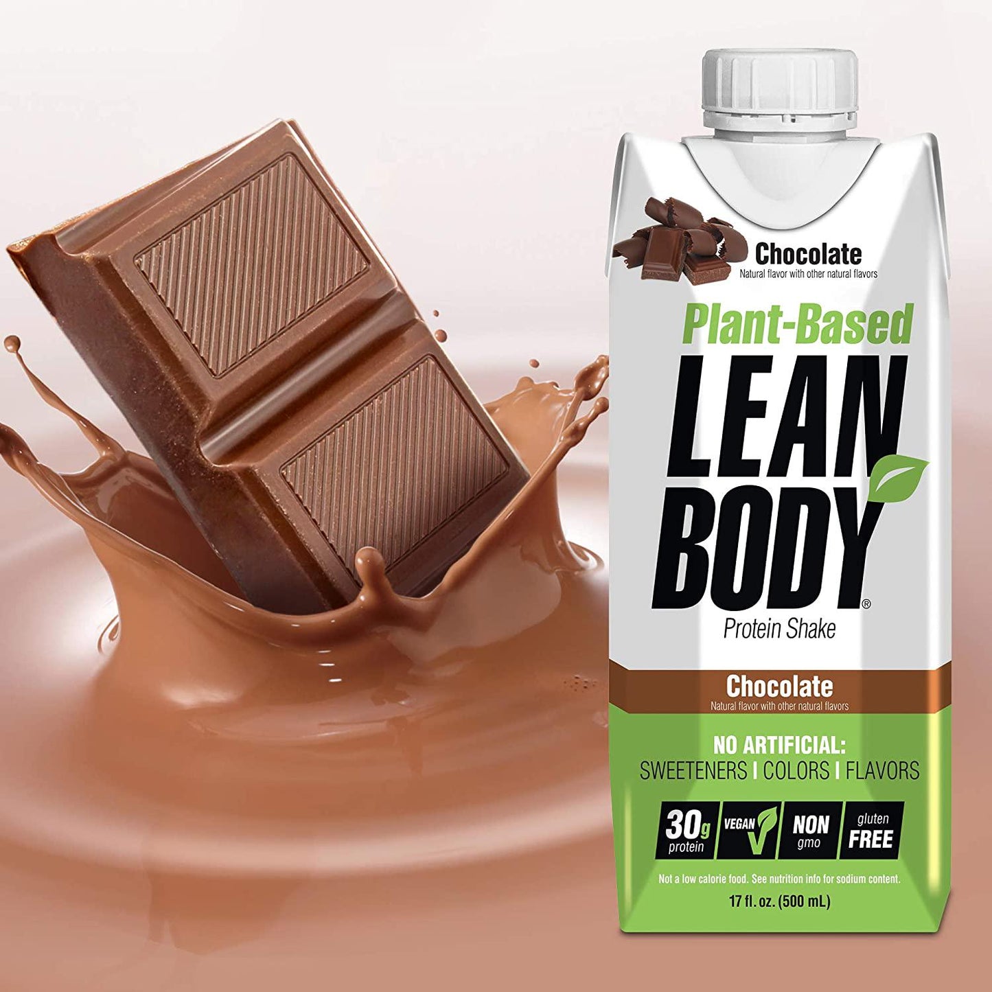 Lean Body Ready-to-Drink, Plant-Based Vegan Chocolate Protein Shake, 30g Protein, No Artificial Flavors, Sweeteners or Colors, Non GMO, Gluten Free, Premium Pea and Rice Blend (Pack of 12)