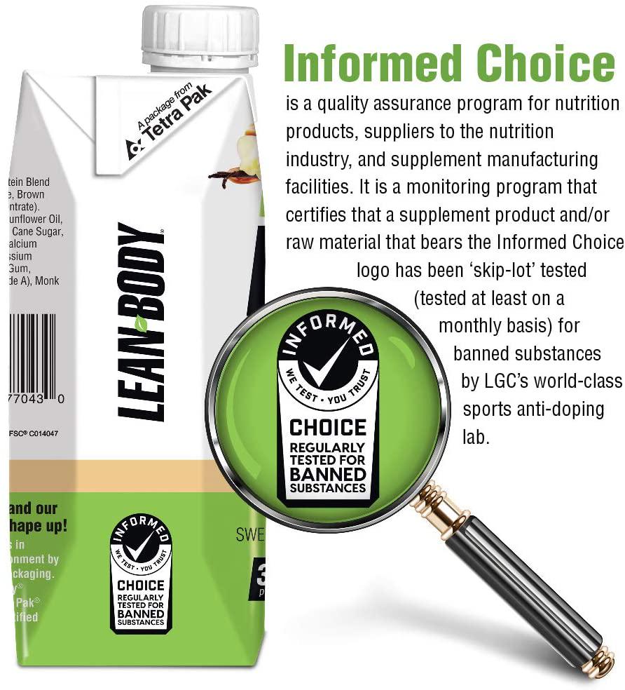 Lean Body Ready-to-Drink, Plant-Based Vegan Chocolate Protein Shake, 30g Protein, No Artificial Flavors, Sweeteners or Colors, Non GMO, Gluten Free, Premium Pea and Rice Blend (Pack of 12)