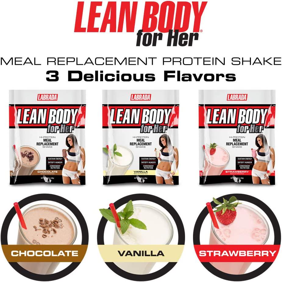 Lean Body for Her All-in-One Chocolate Meal Replacement Shake. 30g Protein, Whey Blend, Just 9g Carbs, 22 Vitamins and Minerals, No Artificial Colours, Gluten Free, (20 MRP Packets)