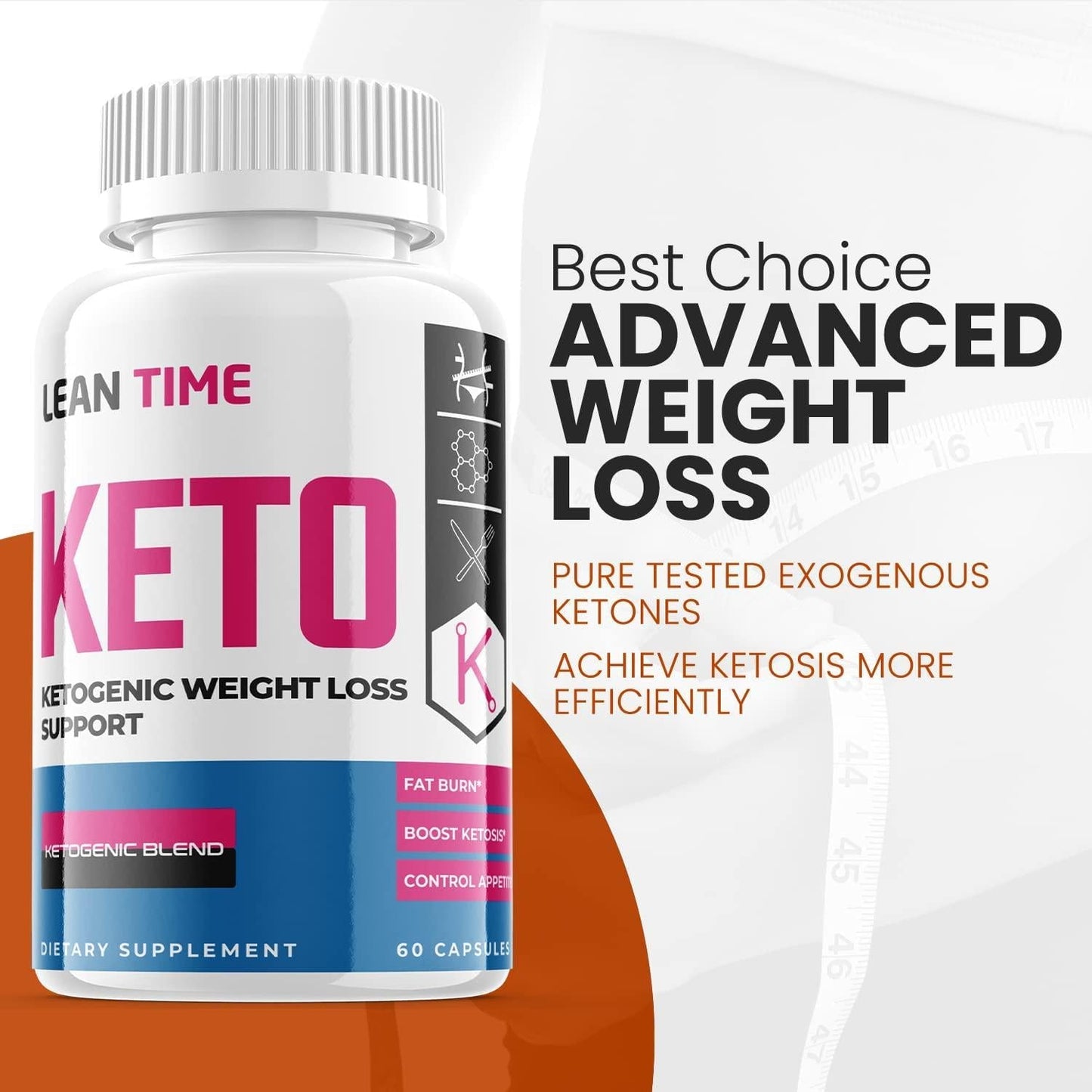 Lean Time Keto Advanced Formula BHB Supplement Pills (2 Pack)
