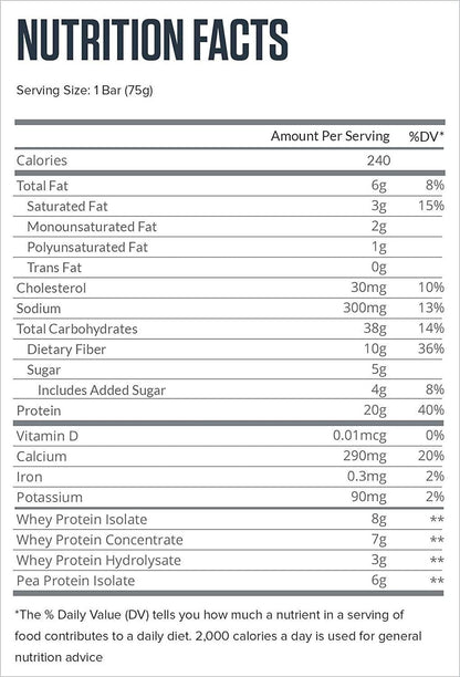 Legion Protein Bar Chocolate Peanut Butter -100% Whey Protein, Baked Bars with Prebiotic Fiber - High Protein (20g) Low Fat (12g) Low Sugar (4g), No Soy, Gluten - Natural Flavors (12 Count)