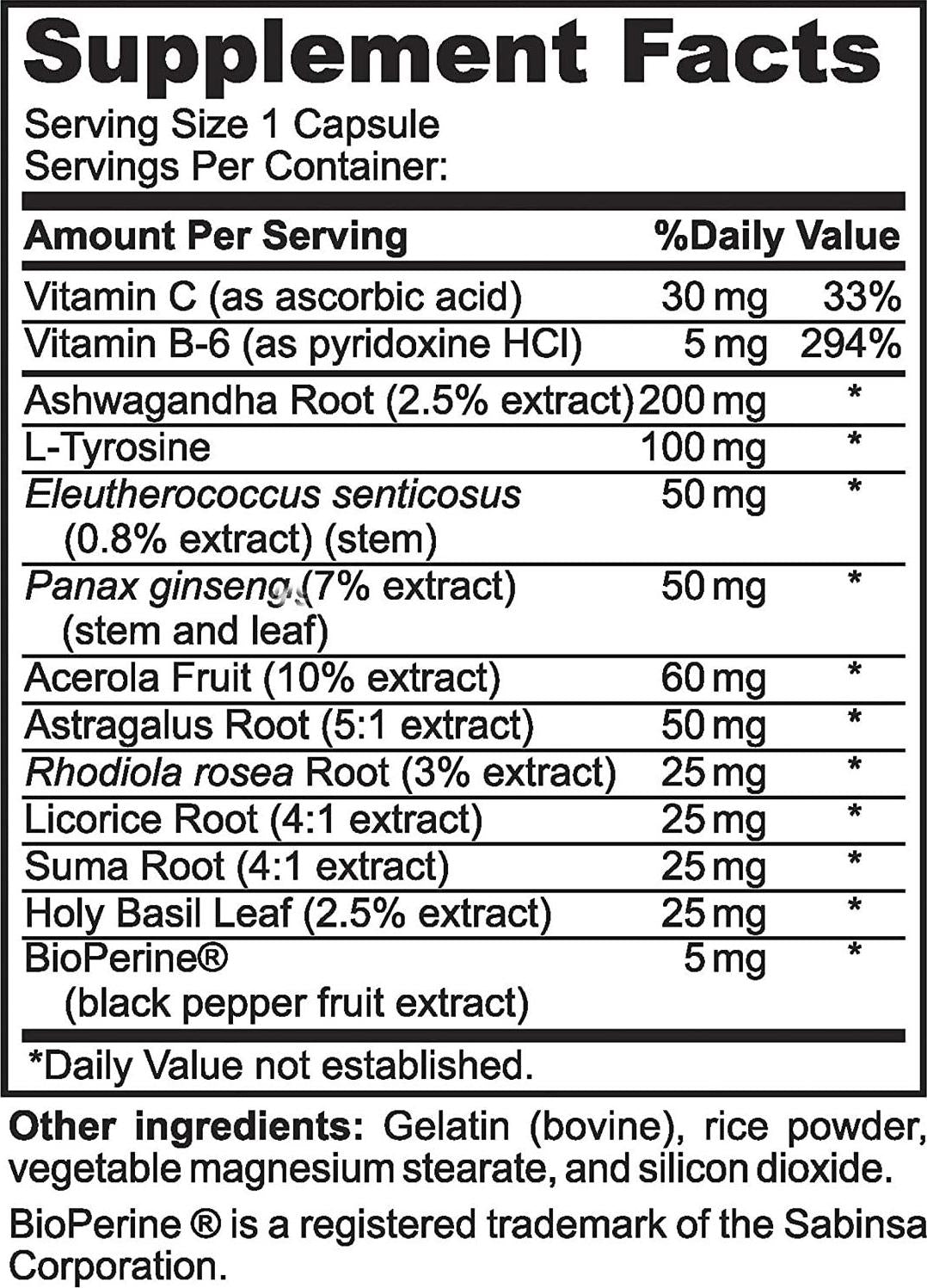 Legit Health Adrenal Support for Supporting Adrenal Gland Function, Enhance Mood and Balance Stress, BioPerine for Max Absorption - 60 Capsules