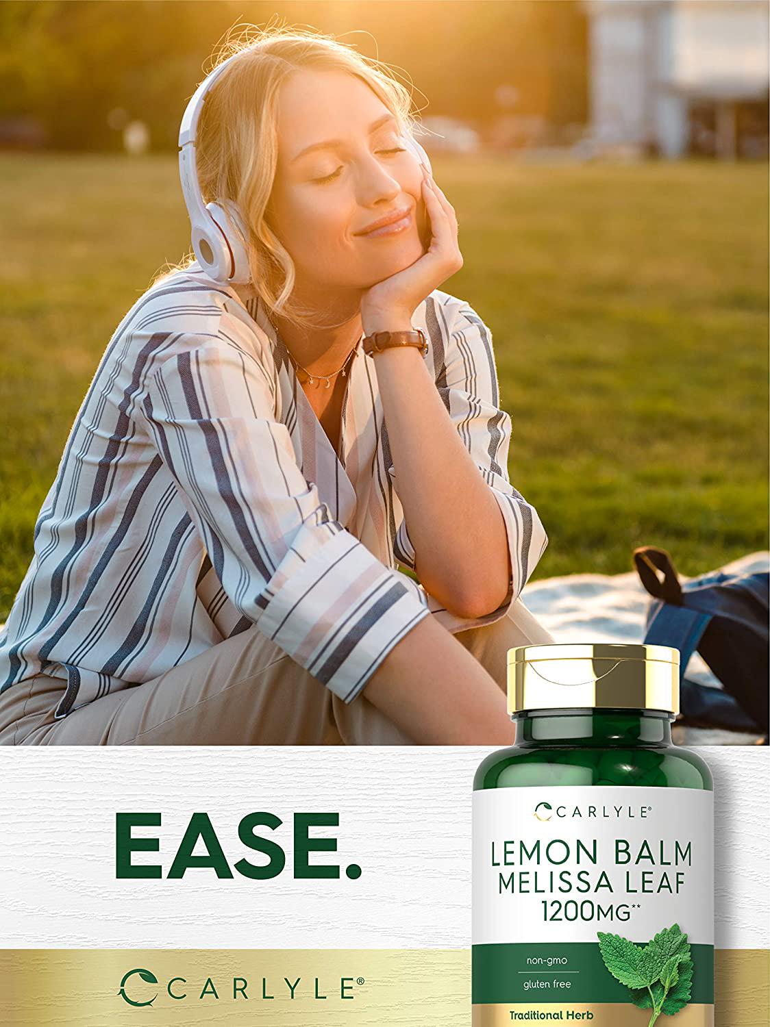 Lemon Balm | 1200mg | 200 Capsules | Non-GMO and Gluten Free Formula | Melissa Leaf Traditional Herbal Supplement | by Carlyle