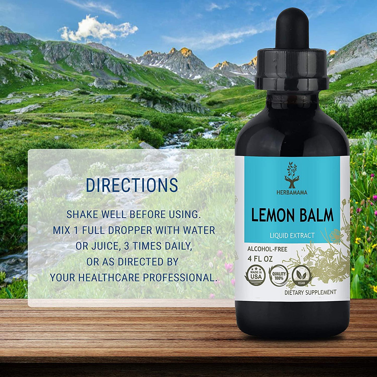 Lemon Balm Liquid Extract 4 fl oz | All-Natural Dietary Supplement | Anxiety and Stress Relief | Mood Booster | Sleep Aid | Non-GMO