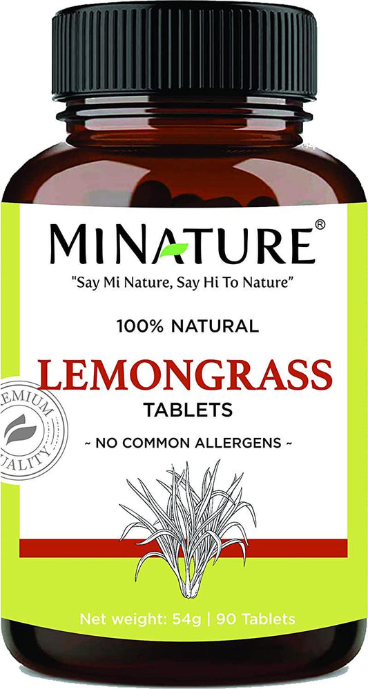 Lemongrass Tablets by mi Nature | 90 Tablets, 1000 mg | 45 Days Supply | Cymbopogon citratus | Promotes Digestion | Detoxification |Vegan