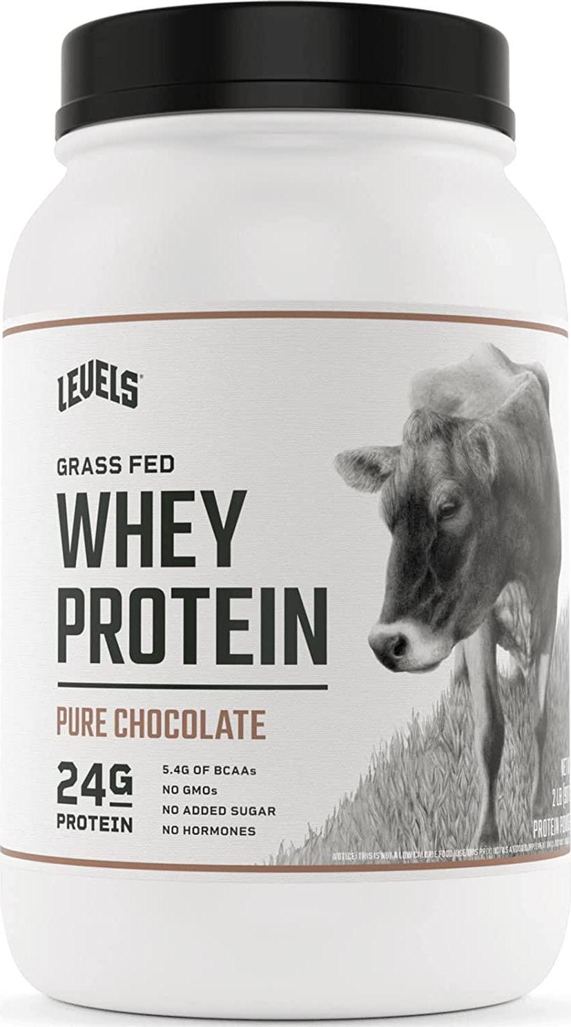 Levels Grass Fed 100% Whey Protein, No Hormones, Pure Chocolate, 2LB