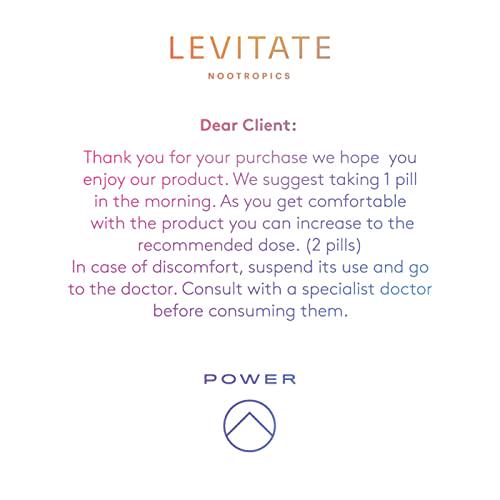 Levitate Power | Natural Smart Supplement | Energizing | Vegan | for Concentration, Memory, and Creativity | with Ingredients of Natural Origin | Nootropics