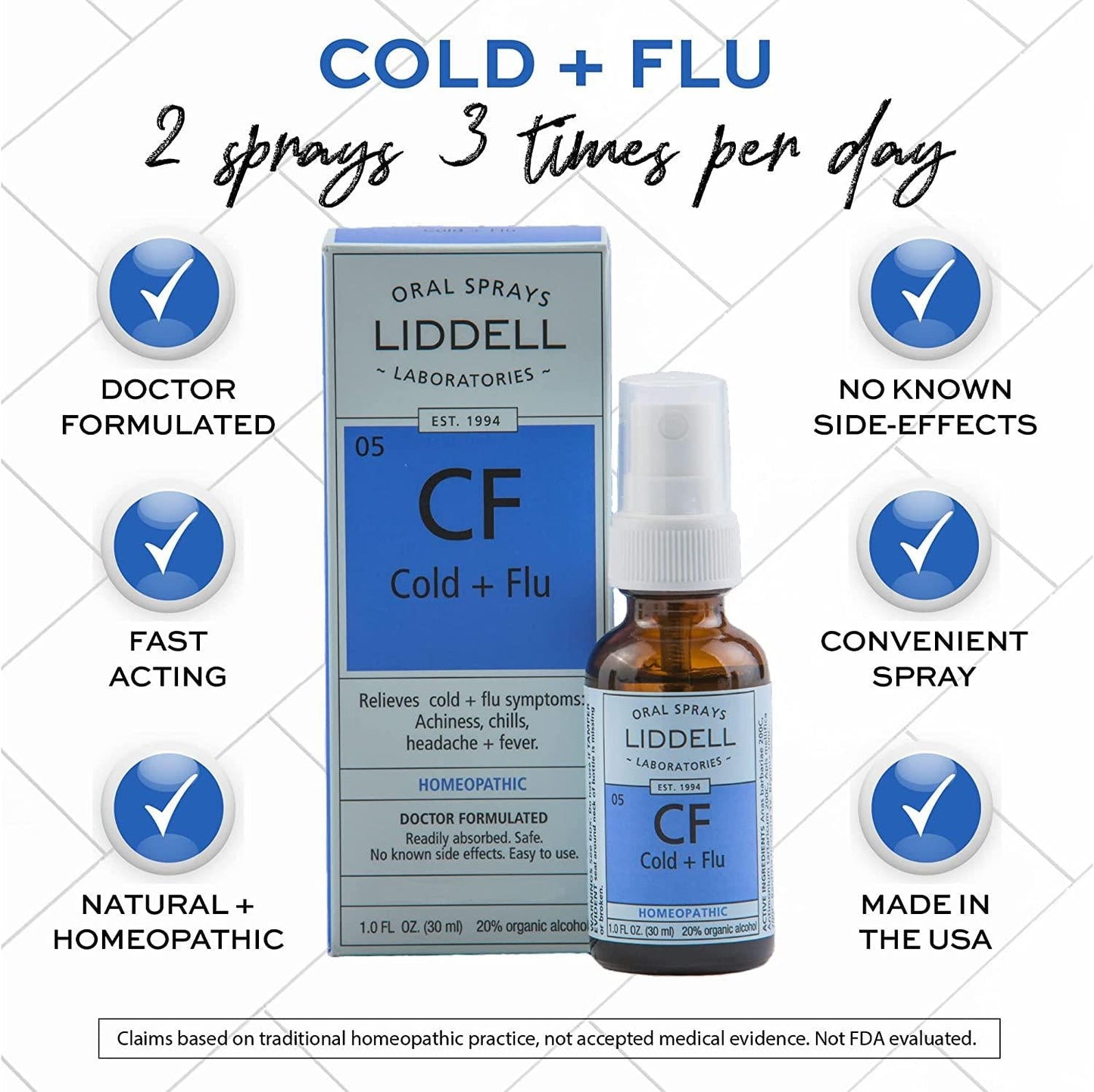 Liddell Homeopathic Cold and Flu Spray, 1 Ounce